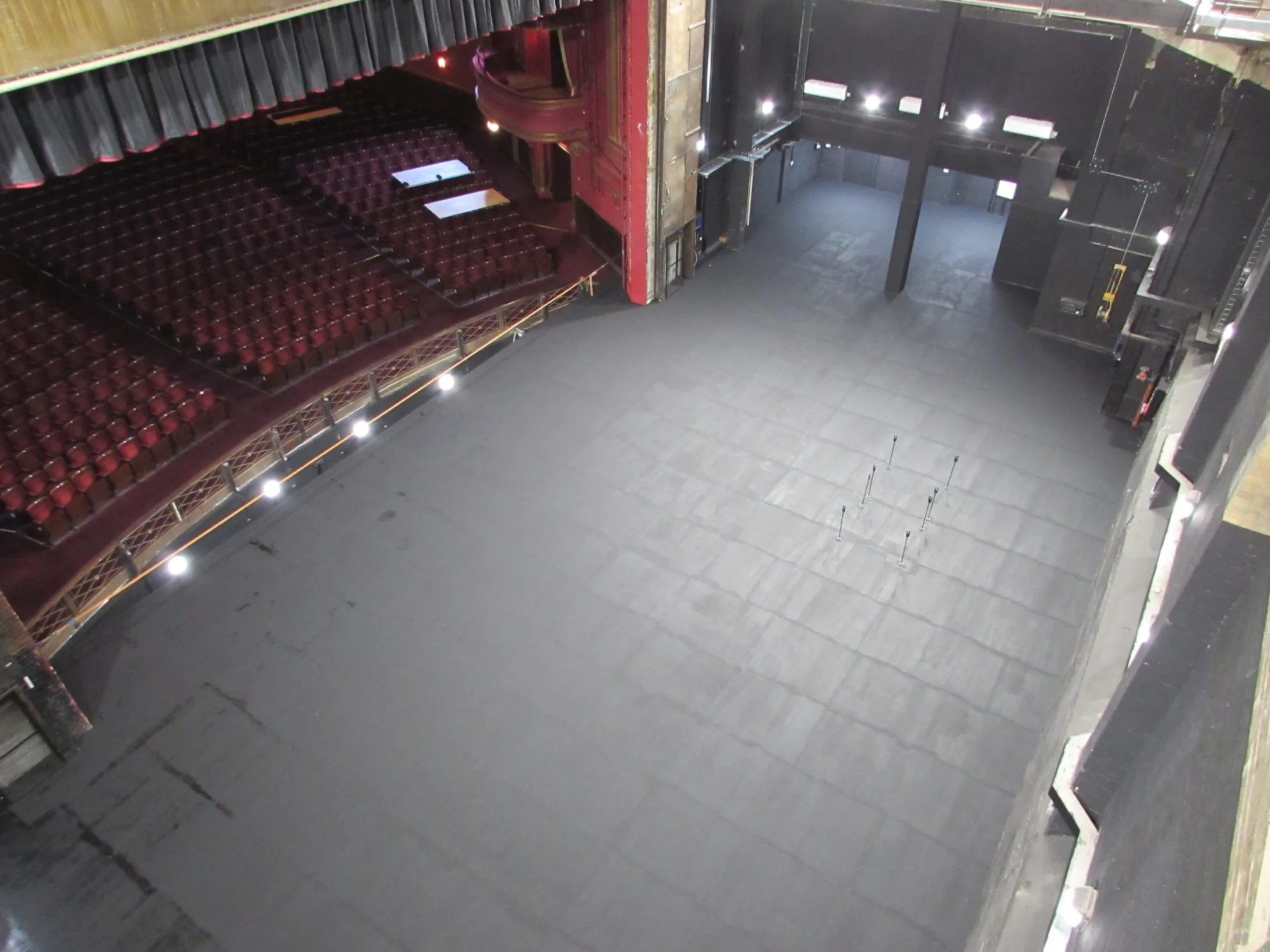 Dominion Theatre auditorium and stage seen from the grid - MJ Consulting Engineers